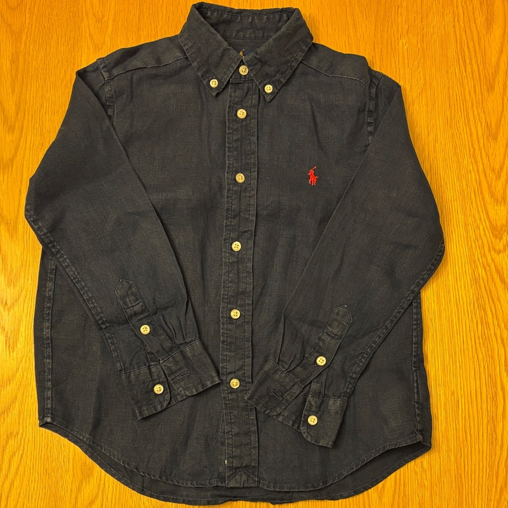 Ralph Lauren Boys Navy Linen Shirt - size 5